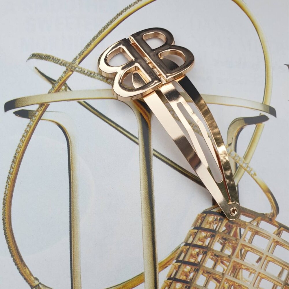 Women Gold Metal Hair Clip Pin Set OF 2 Fashion Formal Casual Accessory Gift